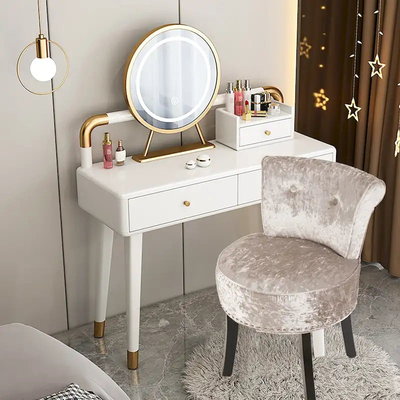 Tabouret de coiffeuse en bois massif 27.5 de haut - 27.5 H X 19 W X 11.8 D