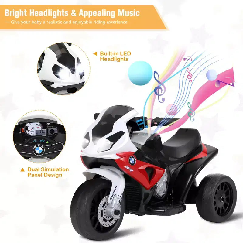Costway Moto électrique 6 V pour enfants à 3 roues