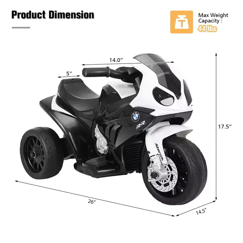 Costway Moto électrique 6 V pour enfants à 3 roues