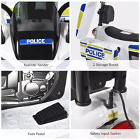 Moto électrique 6 V pour enfants Costway, moto de police à 3 roues avec phares et sirène clignotante, blanc
