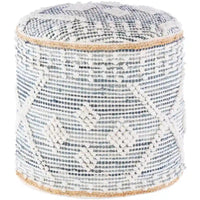 Pouf cylindrique en jean bohème Sibille de 45,7 cm