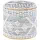 Pouf cylindrique en jean bohème Sibille de 45,7 cm