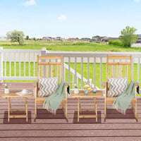 Costway Lot de 4 chaises à bascule en bois pour patio, dossier haut, avec table d'appoint pliante