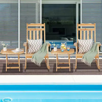 Costway Lot de 4 chaises à bascule en bois pour patio, dossier haut, avec table d'appoint pliante