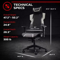 Chaise de gaming RESPAWN Flexx Mesh avec support lombaire et appui-tête réglable