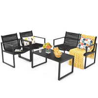 Costway Ensemble de mobilier de conversation de patio 4 pièces - Canapé, causeuse, accoudoir, pour jardin et terrasse
