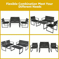 Costway Ensemble de mobilier de conversation de patio 4 pièces - Canapé, causeuse, accoudoir, pour jardin et terrasse