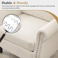 Fauteuil moderne rembourré avec clous décoratifs et pieds en bois