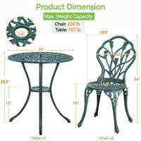 Ensemble de table de bistrot d'extérieur Yaheetech 3 pièces pour jardin et arrière-cour