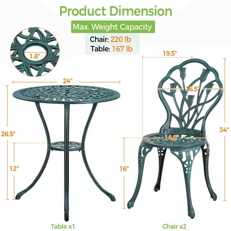Ensemble de table de bistrot d'extérieur Yaheetech 3 pièces pour jardin et arrière-cour