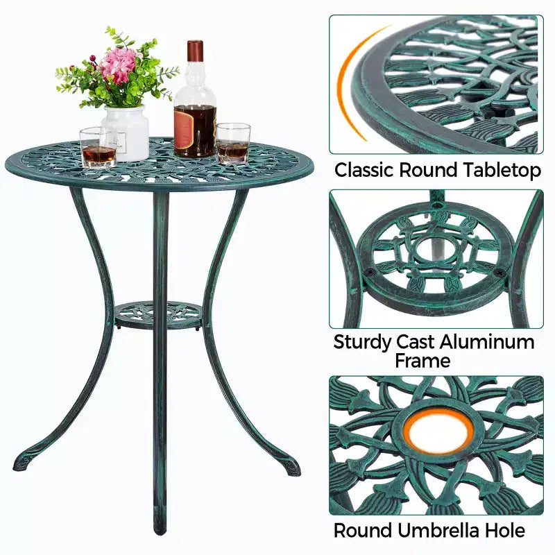 Ensemble de table de bistrot d'extérieur Yaheetech 3 pièces pour jardin et arrière-cour