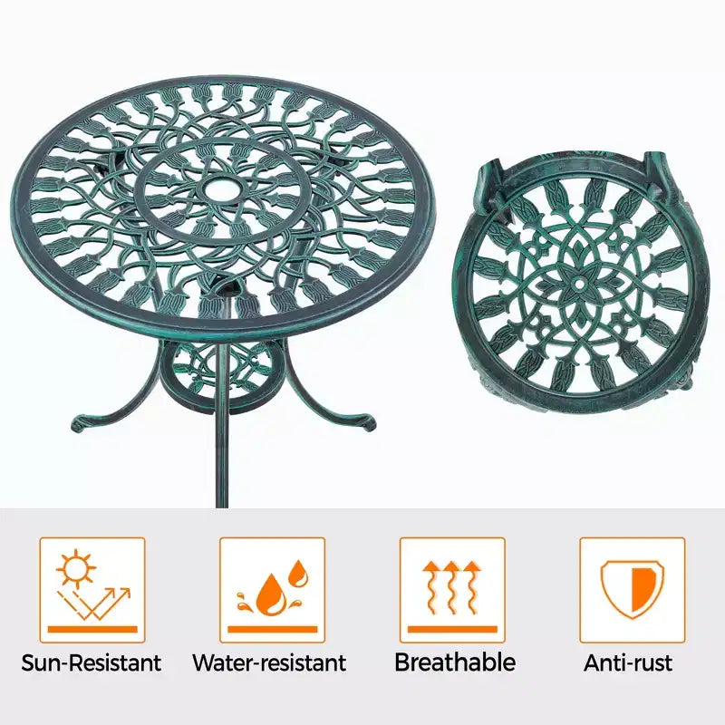 Ensemble de table de bistrot d'extérieur Yaheetech 3 pièces pour jardin et arrière-cour