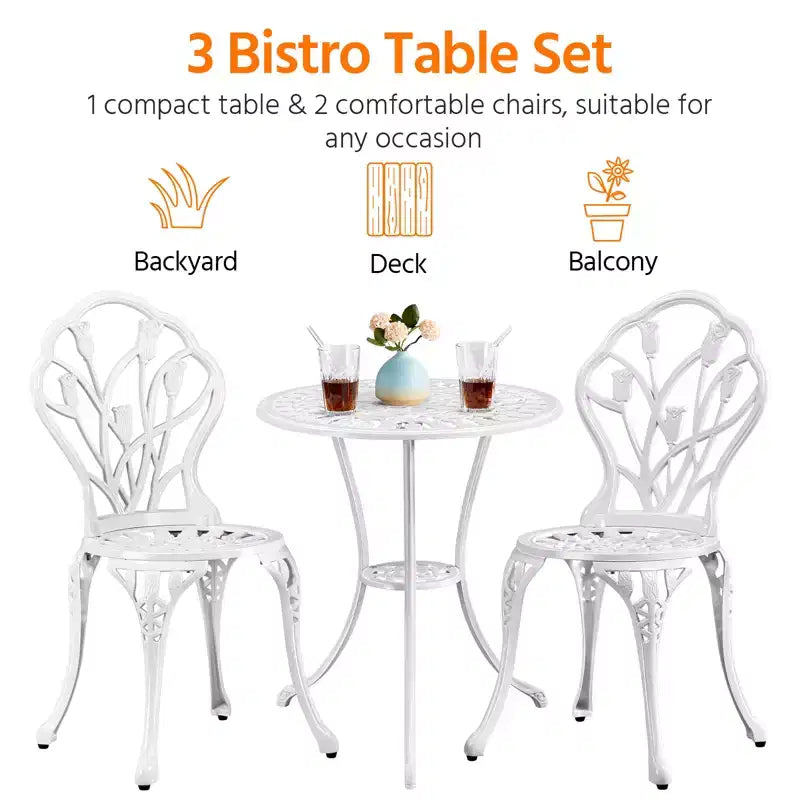 Ensemble de table de bistrot d'extérieur Yaheetech 3 pièces pour jardin et arrière-cour