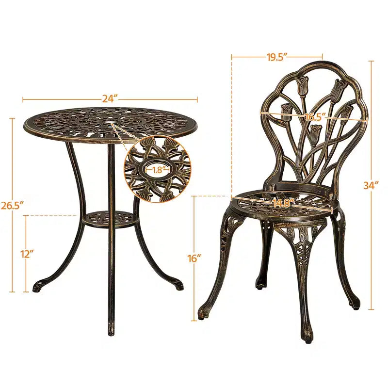 Ensemble de table de bistrot d'extérieur Yaheetech 3 pièces pour jardin et arrière-cour