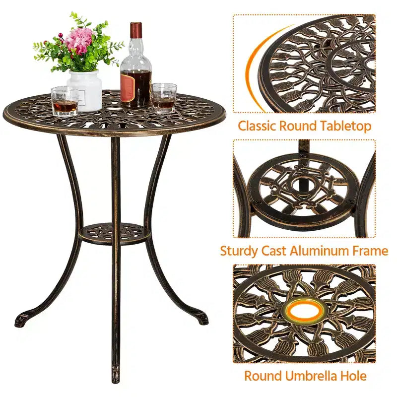 Ensemble de table de bistrot d'extérieur Yaheetech 3 pièces pour jardin et arrière-cour