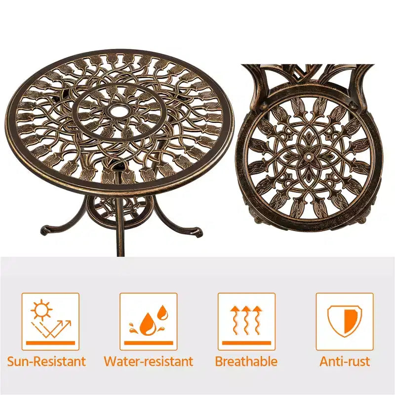 Ensemble de table de bistrot d'extérieur Yaheetech 3 pièces pour jardin et arrière-cour