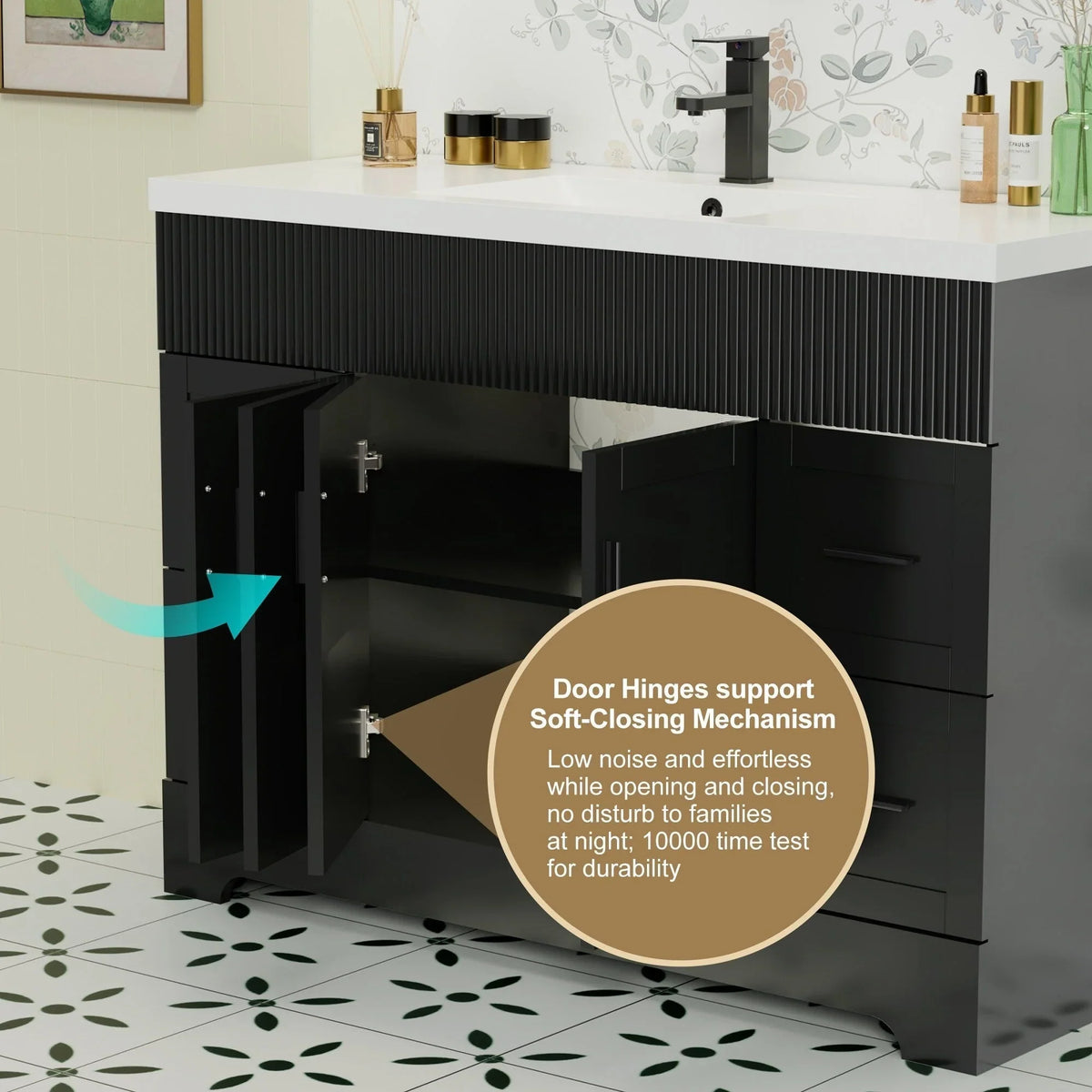 Wavy Line Ensemble meuble-lavabo de salle de bain 30/36/48 avec vasque & robinet