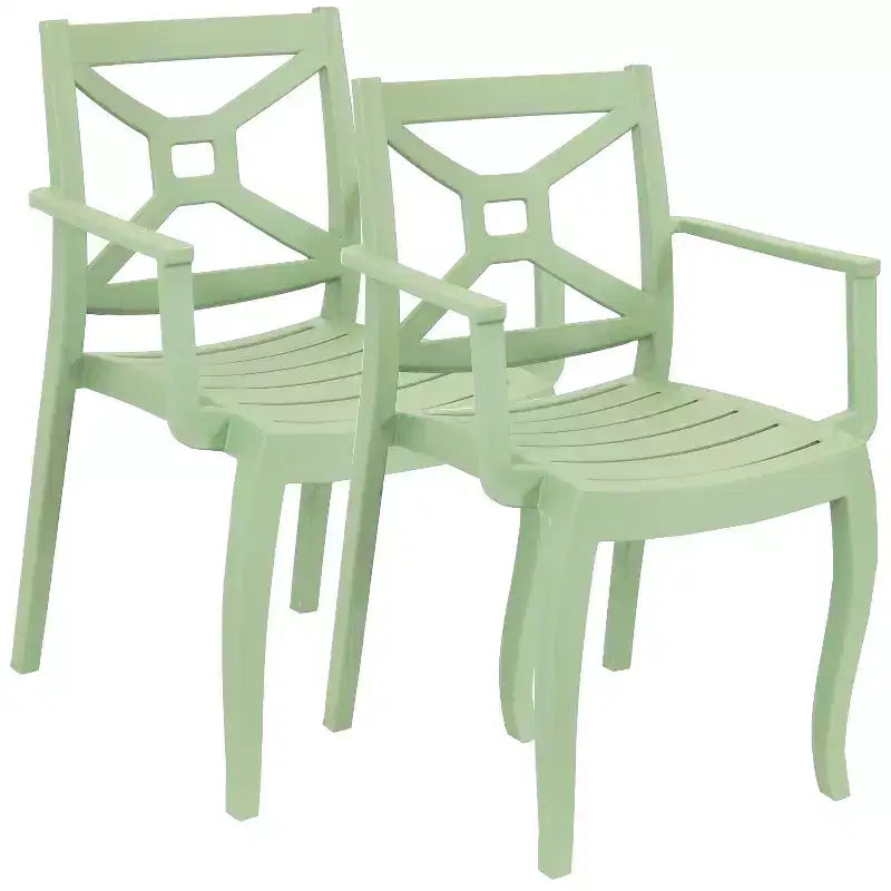 Sunnydaze Chaise d'extérieur empilable Tristana en polypropylène avec accoudoirs