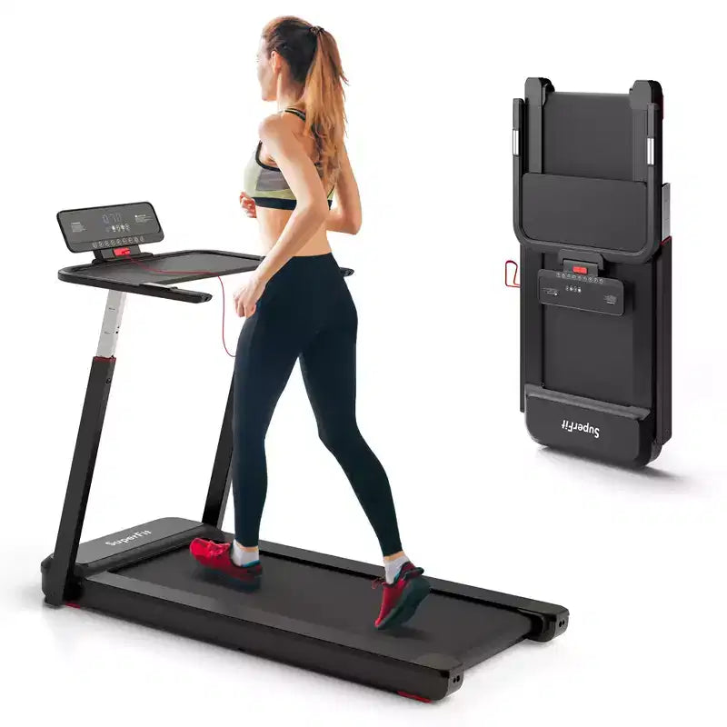 Tapis de Course Pliant Costway 3CV, Hauteur Réglable, Contrôle par APP, avec Tablette