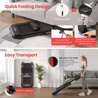 Tapis de Course Pliant Costway 3CV, Hauteur Réglable, Contrôle par APP, avec Tablette