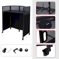 Ensemble de table de cabine DJ portable avec éclairage intégré, étui de transport robuste et dimensions compactes 40x20 pouces