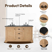 Hervas Meuble-lavabo avec dessus en marbre naturel sans miroir