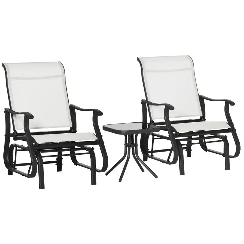 Fauteuil à bascule d'extérieur Outsunny, fauteuil à bascule de patio en maille avec cadre en acier pour l'arrière-cour, le jardin et le porche