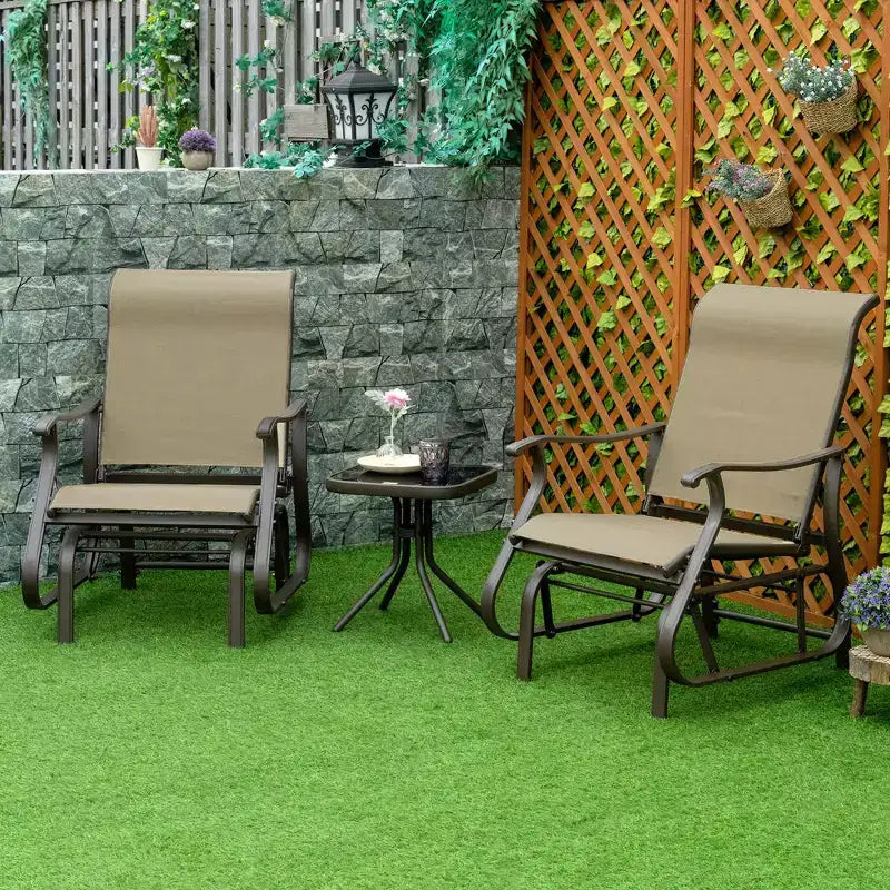Fauteuil à bascule d'extérieur Outsunny, fauteuil à bascule de patio en maille avec cadre en acier pour l'arrière-cour, le jardin et le porche