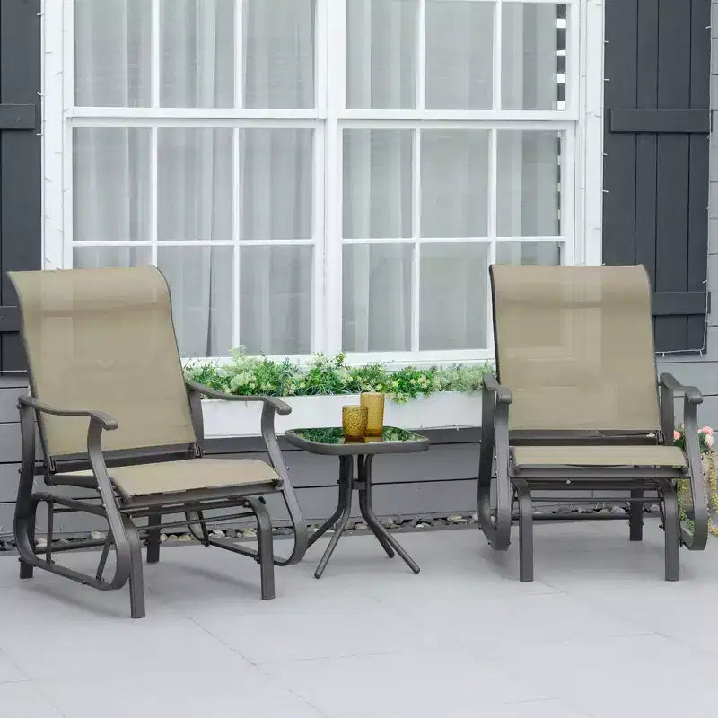 Fauteuil à bascule d'extérieur Outsunny, fauteuil à bascule de patio en maille avec cadre en acier pour l'arrière-cour, le jardin et le porche