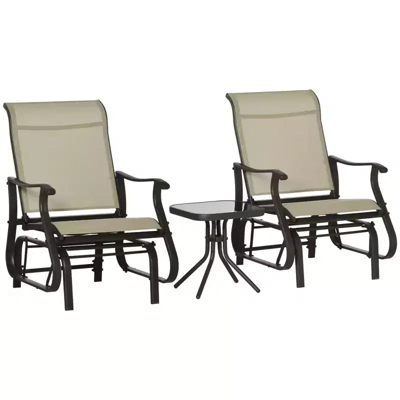Fauteuil à bascule d'extérieur Outsunny, fauteuil à bascule de patio en maille avec cadre en acier pour l'arrière-cour, le jardin et le porche
