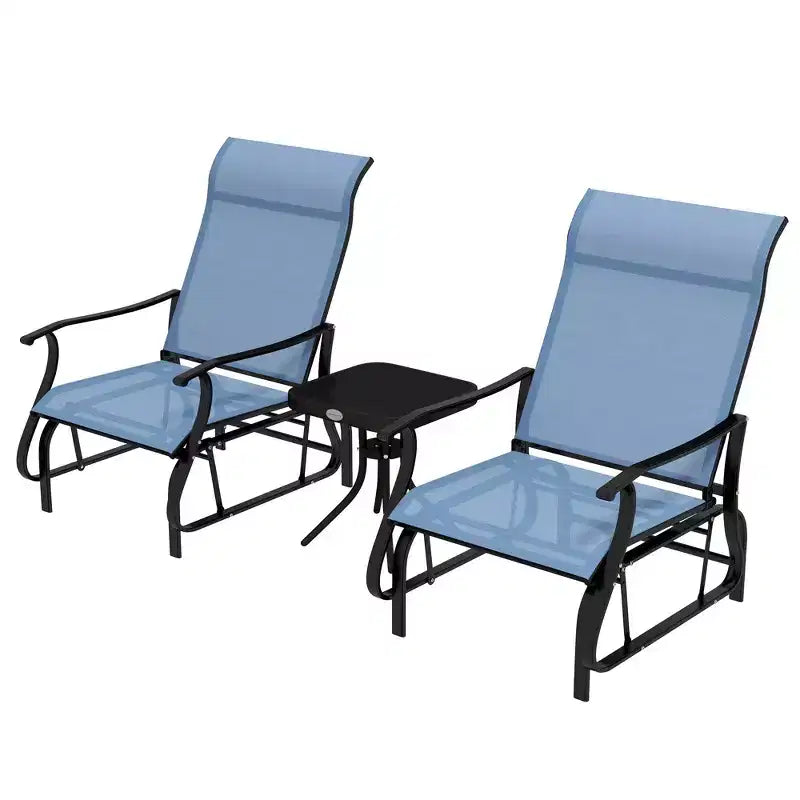 Fauteuil à bascule d'extérieur Outsunny, fauteuil à bascule de patio en maille avec cadre en acier pour l'arrière-cour, le jardin et le porche