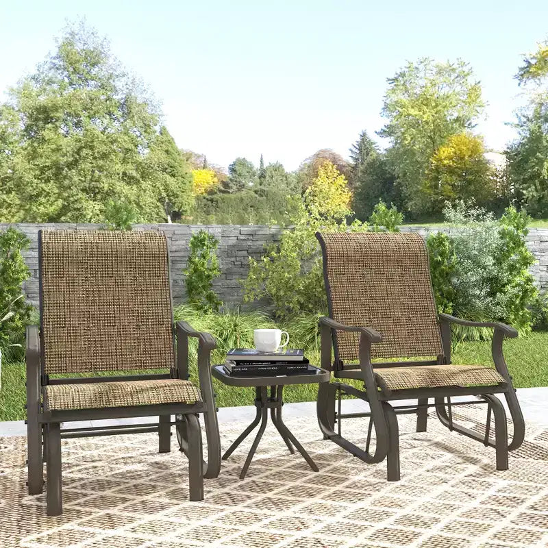 Fauteuil à bascule d'extérieur Outsunny, fauteuil à bascule de patio en maille avec cadre en acier pour l'arrière-cour, le jardin et le porche
