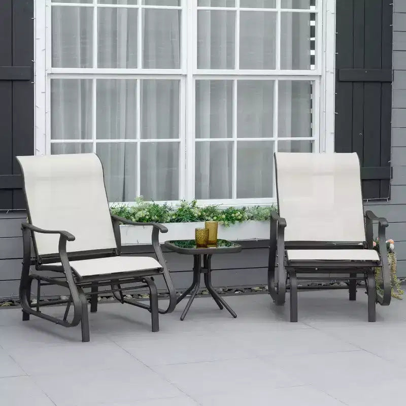 Fauteuil à bascule d'extérieur Outsunny, fauteuil à bascule de patio en maille avec cadre en acier pour l'arrière-cour, le jardin et le porche