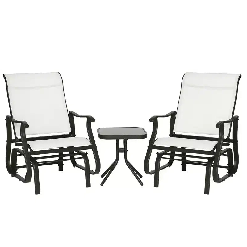 Fauteuil à bascule d'extérieur Outsunny, fauteuil à bascule de patio en maille avec cadre en acier pour l'arrière-cour, le jardin et le porche