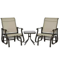 Fauteuil à bascule d'extérieur Outsunny, fauteuil à bascule de patio en maille avec cadre en acier pour l'arrière-cour, le jardin et le porche