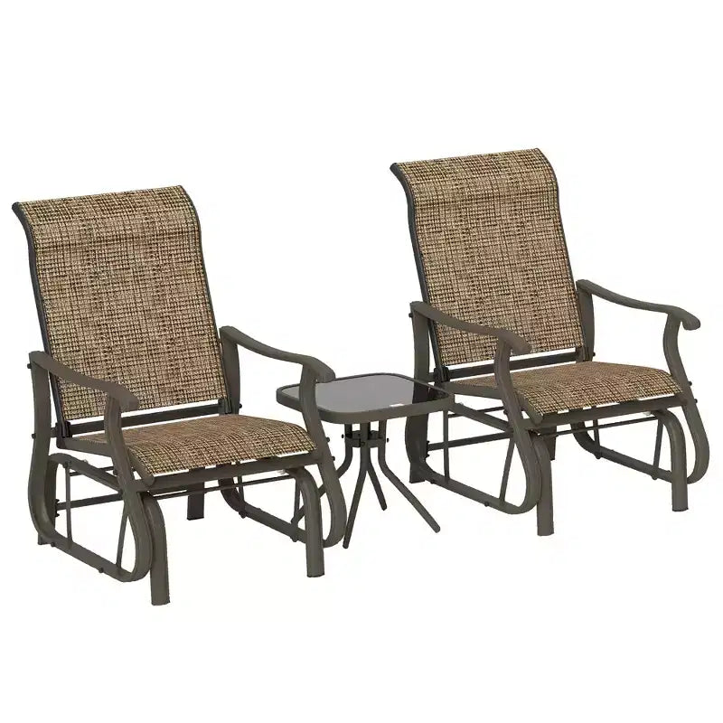Fauteuil à bascule d'extérieur Outsunny, fauteuil à bascule de patio en maille avec cadre en acier pour l'arrière-cour, le jardin et le porche