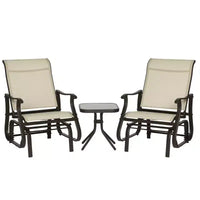Fauteuil à bascule d'extérieur Outsunny, fauteuil à bascule de patio en maille avec cadre en acier pour l'arrière-cour, le jardin et le porche
