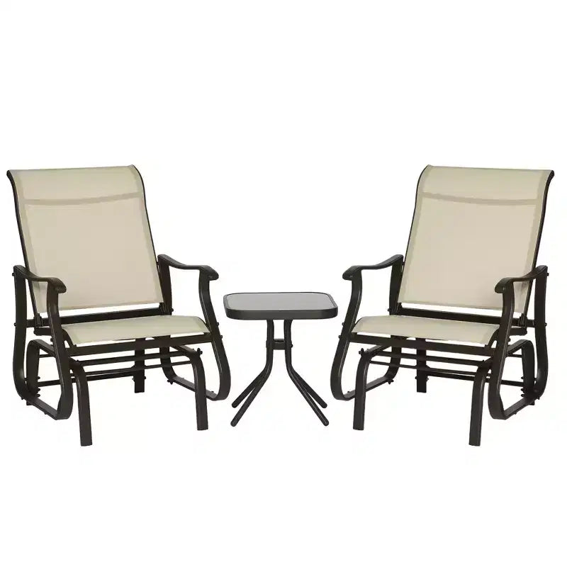 Fauteuil à bascule d'extérieur Outsunny, fauteuil à bascule de patio en maille avec cadre en acier pour l'arrière-cour, le jardin et le porche