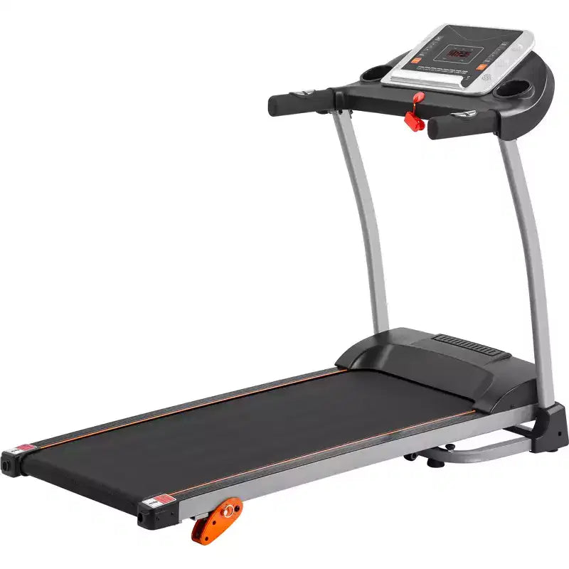 Tapis roulant pliable compact électrique réglable de 1,5 CV avec support d'équipement, capteur de pouls et 3 niveaux d'inclinaison - ModernLuxe