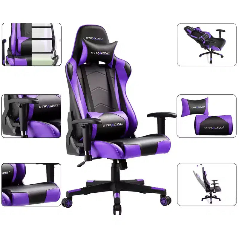 Chaise de Bureau Gaming en Cuir PU avec Appuie-tête et Coussin Lombaire Ajustables - GTRACING