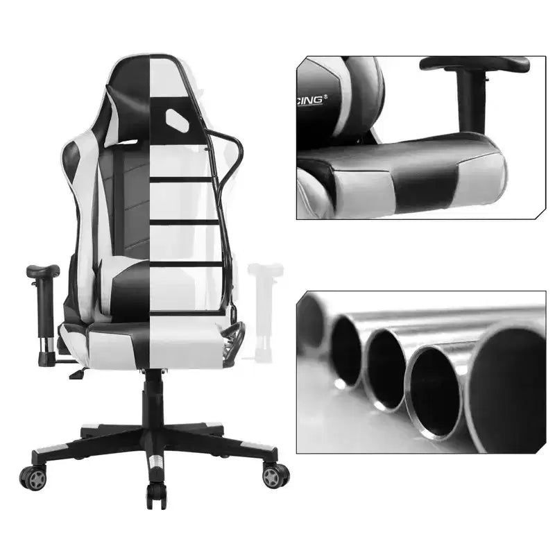 Chaise de Bureau Gaming en Cuir PU avec Appuie-tête et Coussin Lombaire Ajustables - GTRACING