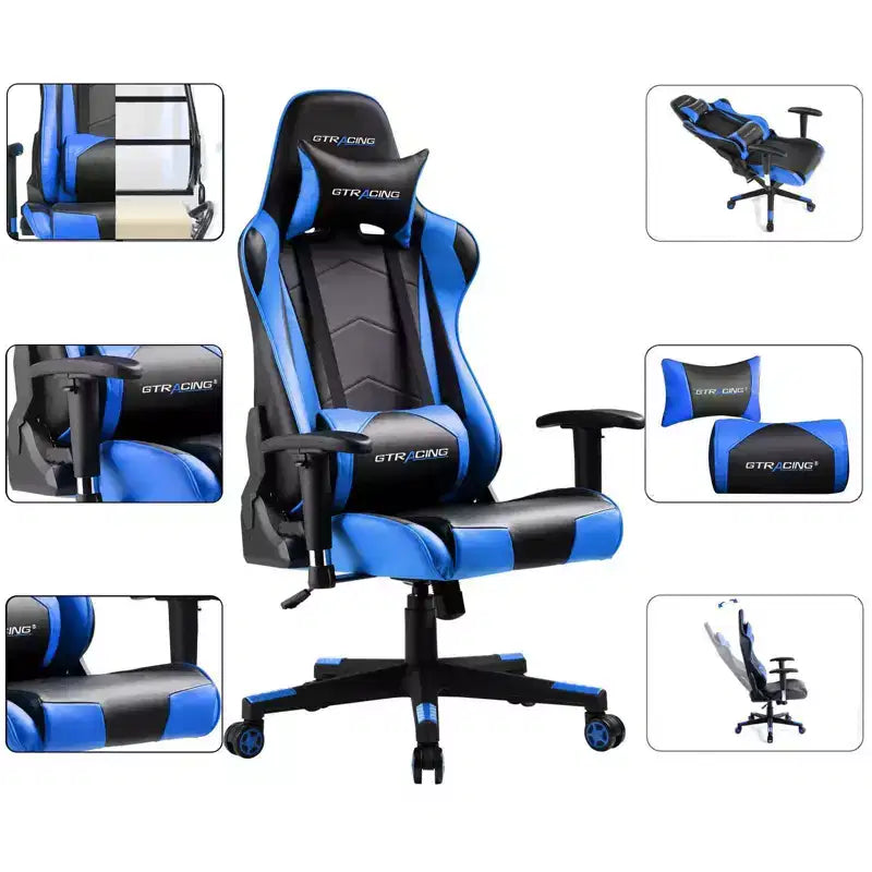 Chaise de Bureau Gaming en Cuir PU avec Appuie-tête et Coussin Lombaire Ajustables - GTRACING