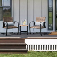 Costway Ensemble de Meubles de Bistro 3 Pièces en Rotin pour Patio, Chaises C-Spring avec Siège Rembourré et Oreiller de Dossier, Séchage Rapide