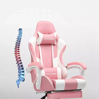 Chaise de gaming avec repose-pieds et oreiller de massage lombaire ergonomique en cuir PU - GTRACING