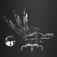 Chaise de gaming avec repose-pieds et oreiller de massage lombaire ergonomique en cuir PU - GTRACING