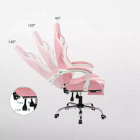 Chaise de gaming avec repose-pieds et oreiller de massage lombaire ergonomique en cuir PU - GTRACING