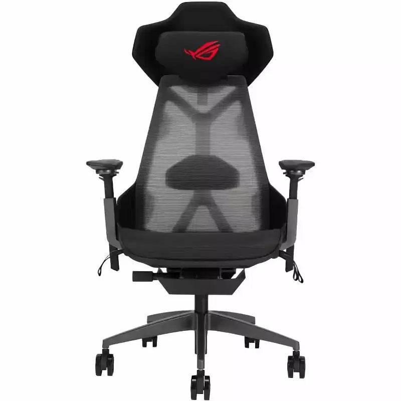 Chaise de jeu ergonomique ASUS ROG Destrier, esthétique cyborg futuriste, réglages polyvalents du siège, mode de support de bras pour le jeu mobile, panneau acoustique