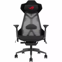 Chaise de jeu ergonomique ASUS ROG Destrier, esthétique cyborg futuriste, réglages polyvalents du siège, mode de support de bras pour le jeu mobile, panneau acoustique