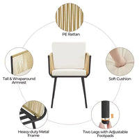 Ensemble de bistro Yaheetech 3 pièces d'extérieur en osier et métal avec 2 chaises et une table d'appoint en verre trempé, couleur sable