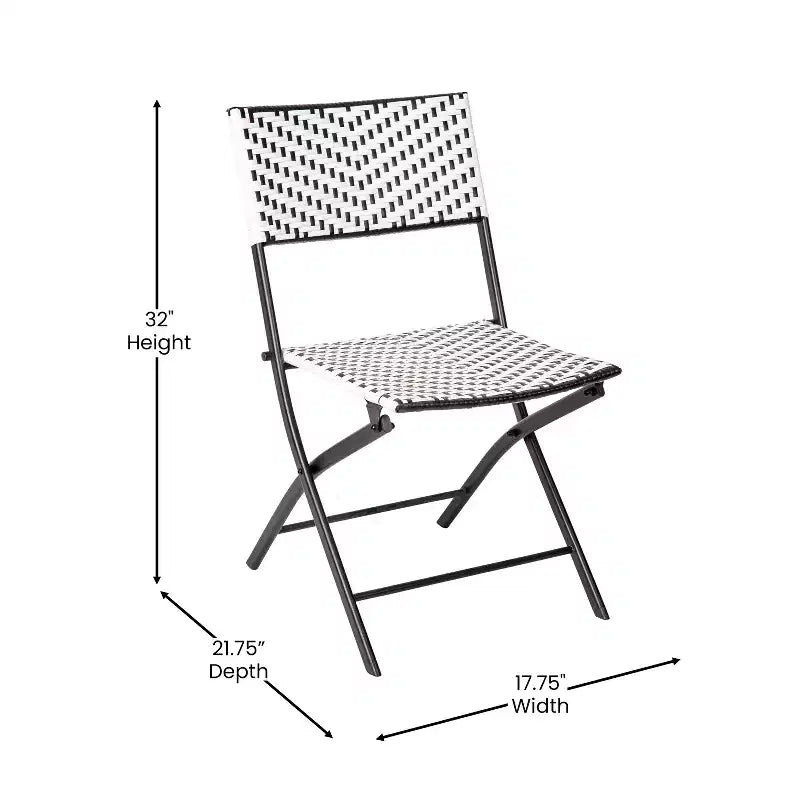 Ensemble bistrot pliant trois pièces Flash Furniture Rouen en rotin PE avec structures métalliques pour usage intérieur et extérieur